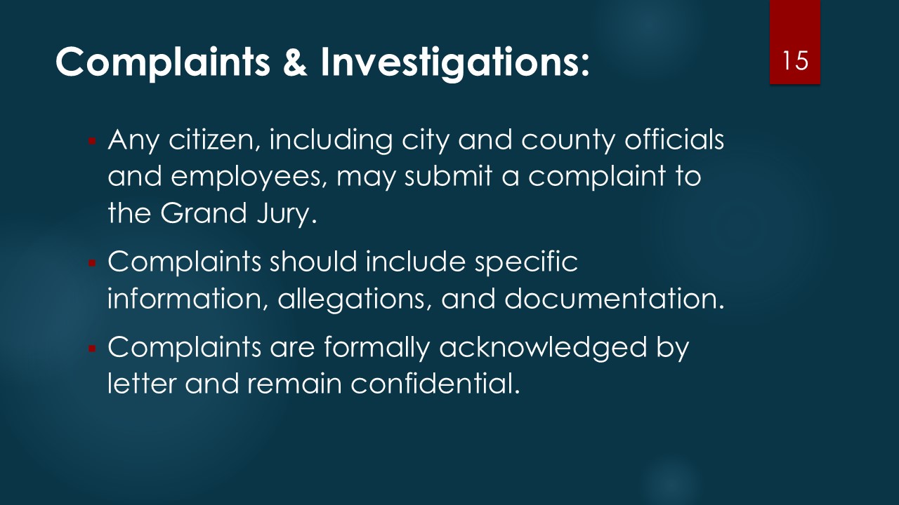 About the Grand Jury Slide 15