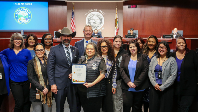 Board proclamation for Human Trafficking Awareness Month in Kern County