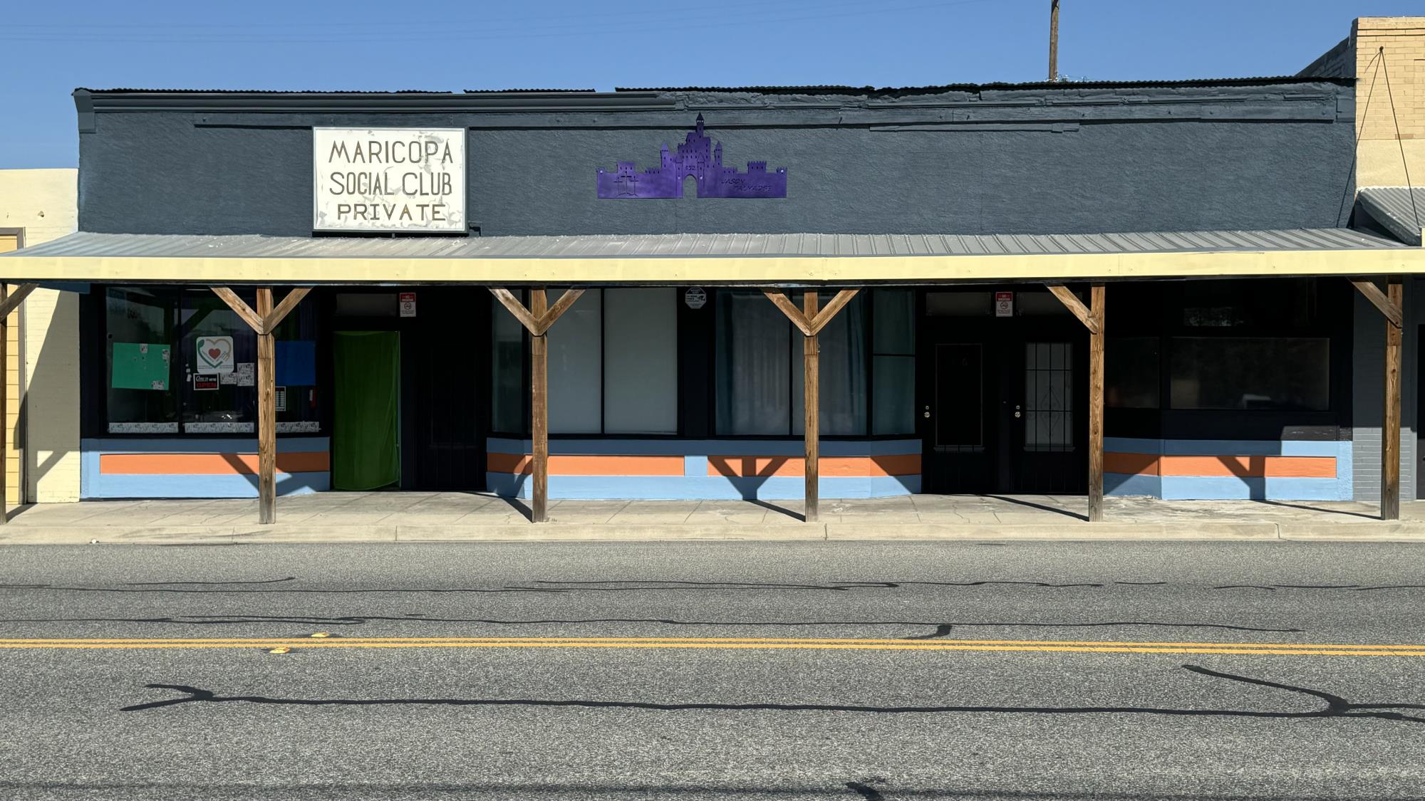 Front of Maricopa Social Club Building in daylight
