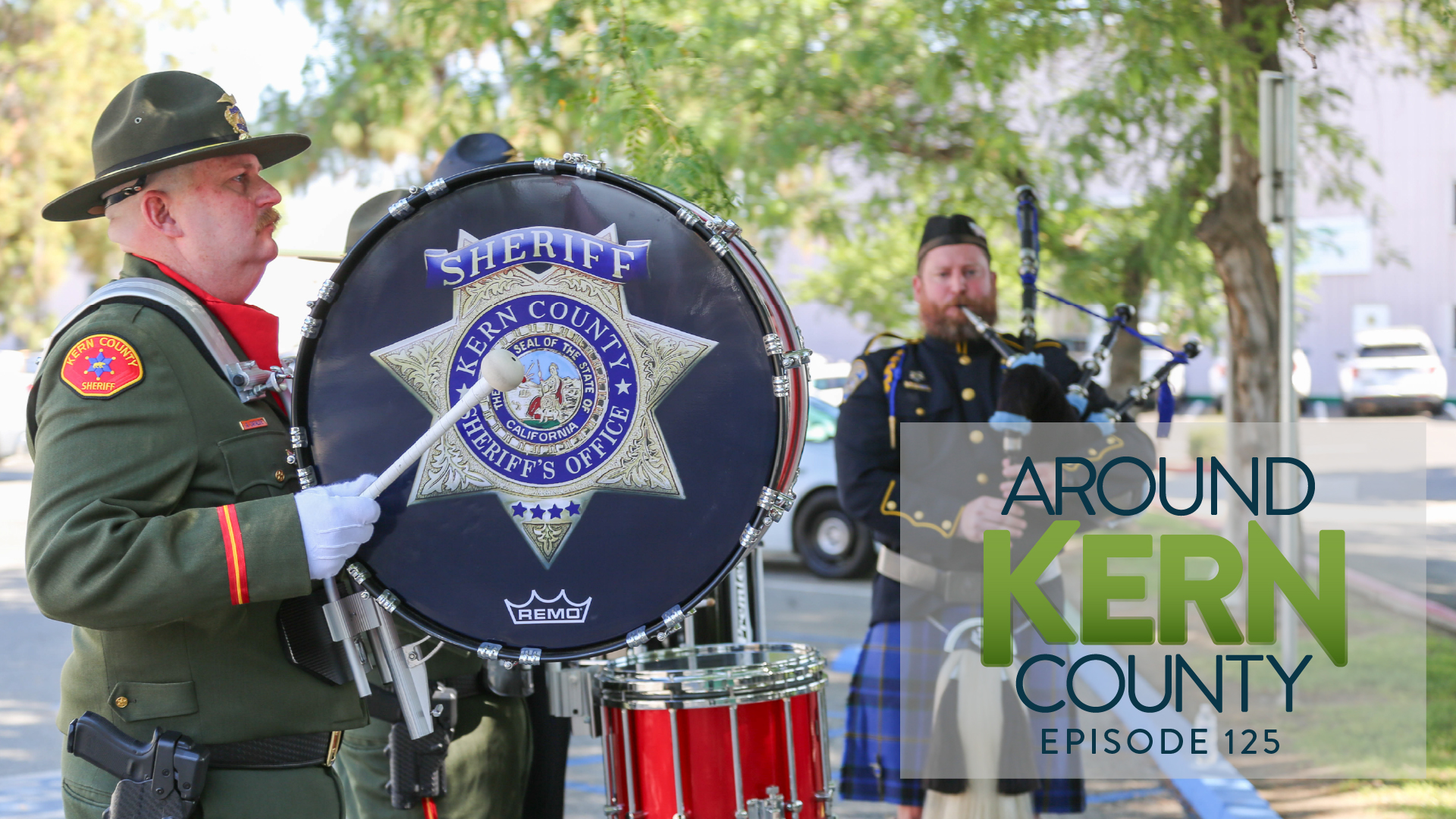 Sheriff's Office drummer playing at the Peace Officer Memorial ceremony