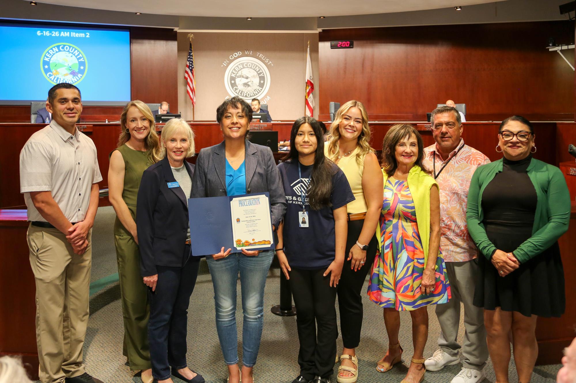 Board of Supervisors proclamation presented to the Boys and Girls Club