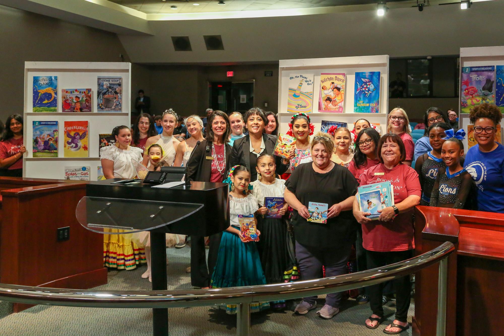 Books In Motion presentation photos with dancers and the Kern County library