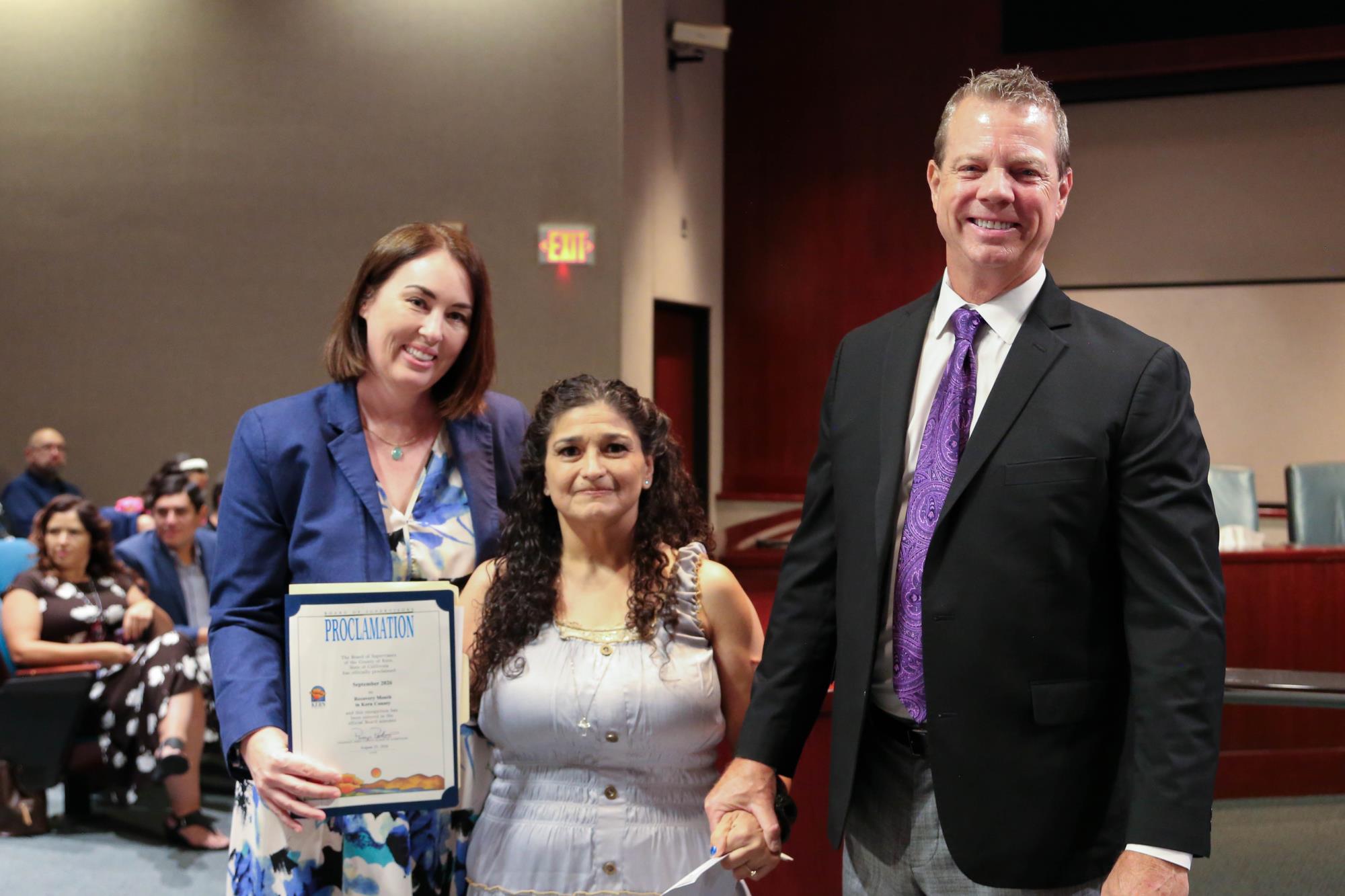Supervisor Parlier presenting a proclamation for Recovery Month in Kern County observed September 2026