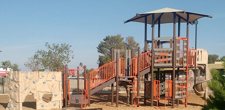 A playground jungle gym.