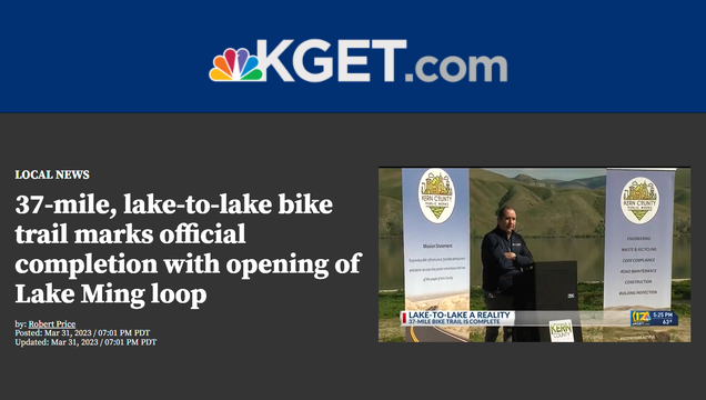 Thumbnail for KGET.com article about Lake Ming Bike Trail opening
